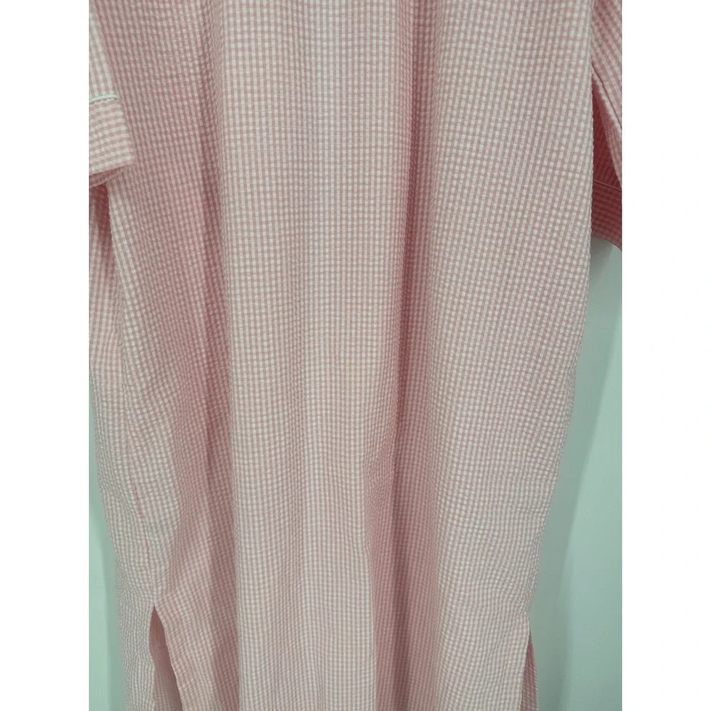 Miss Elaine Womens Nightgown 1X Gingham Smocked Embroidered Housecoat Duster